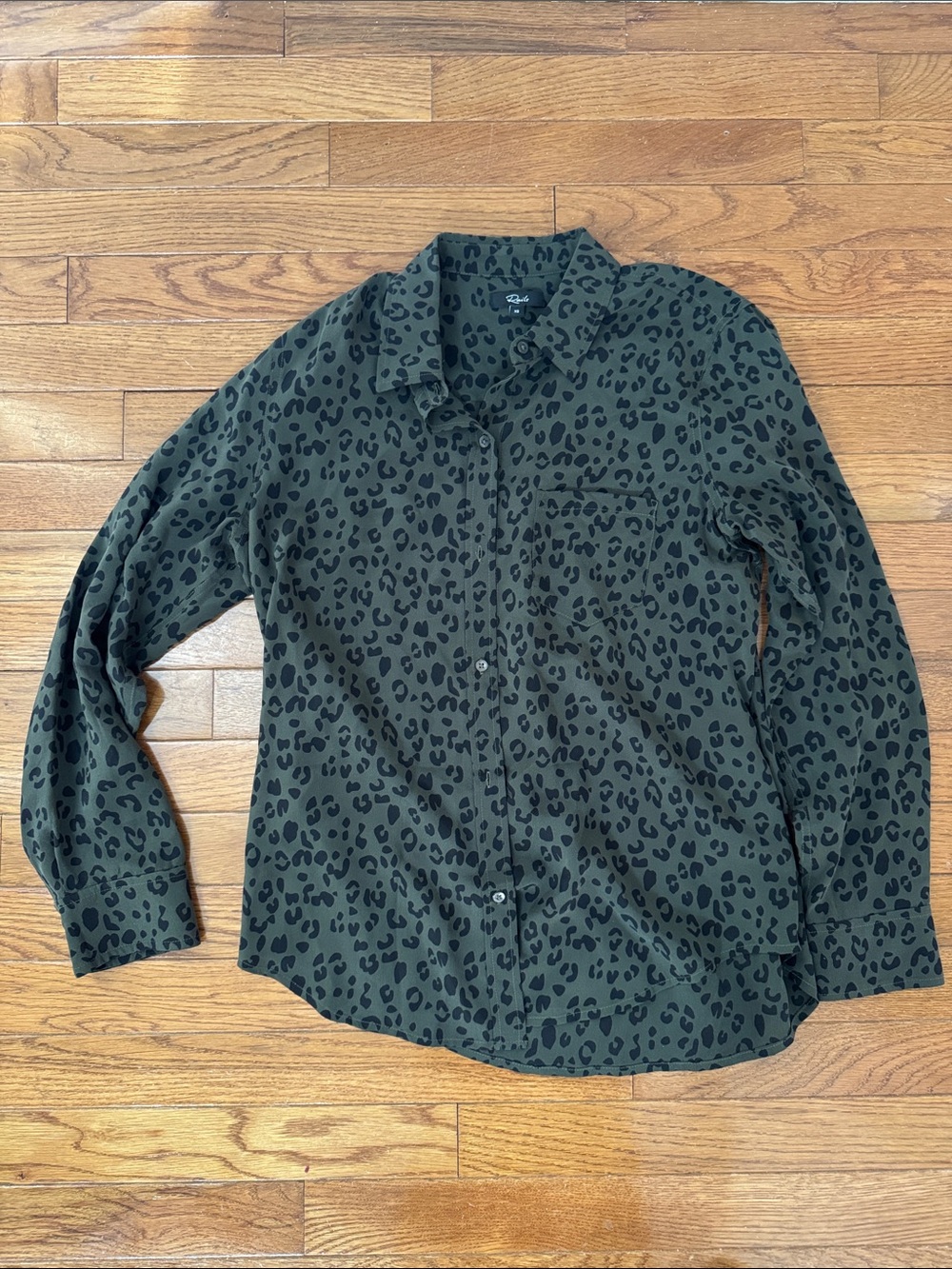 Rails Olive Green Leopard Print Button-Down Shirt